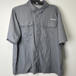 habit shirt mens 2xl vented gray pockets button up fishing outdoor boating solar